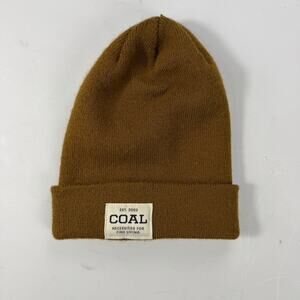 Coal The Uniform Beanie Knit Cuffed Classic Logo Patch Brown One Size